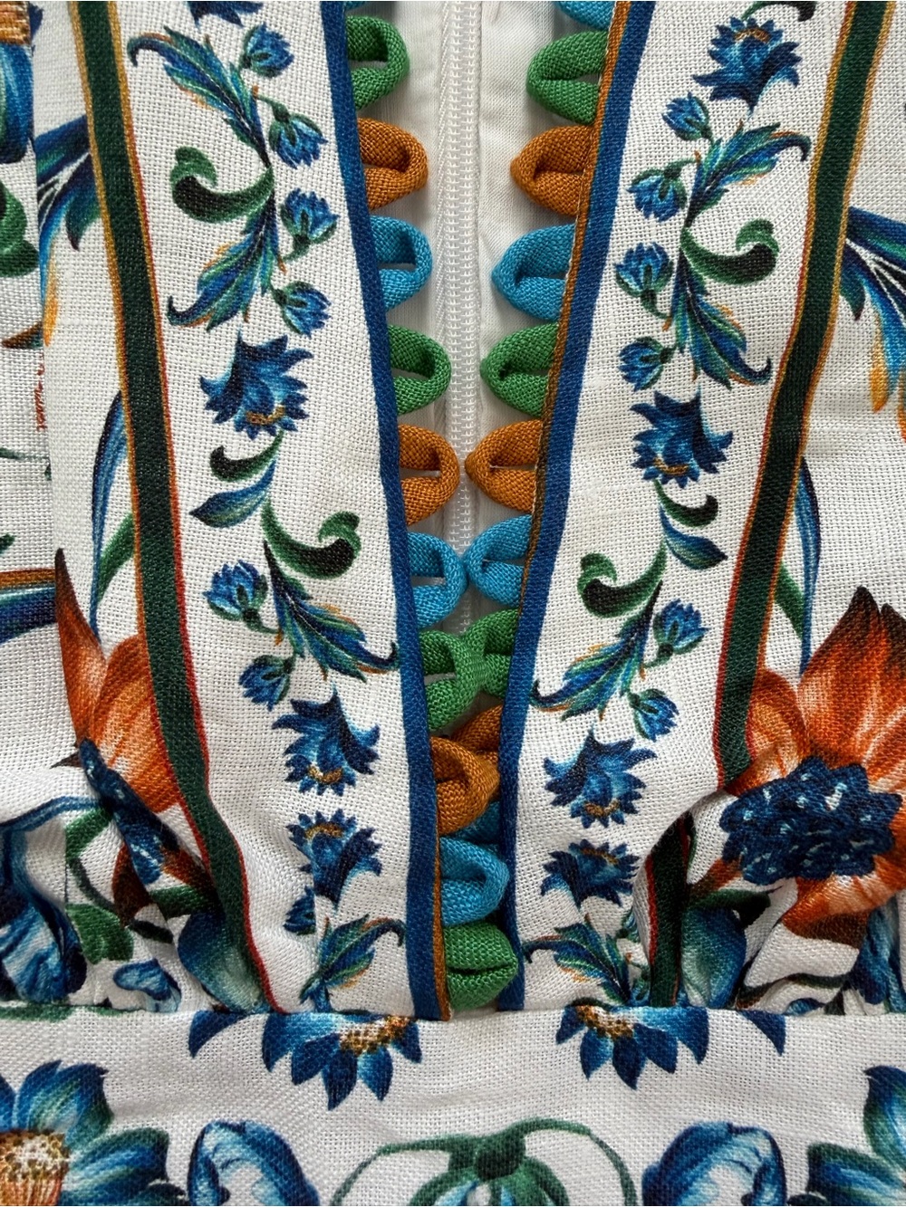 NWT FARM RIO Off-White Flora Tile Scallop Maxi Dress - Picture 7 of 13